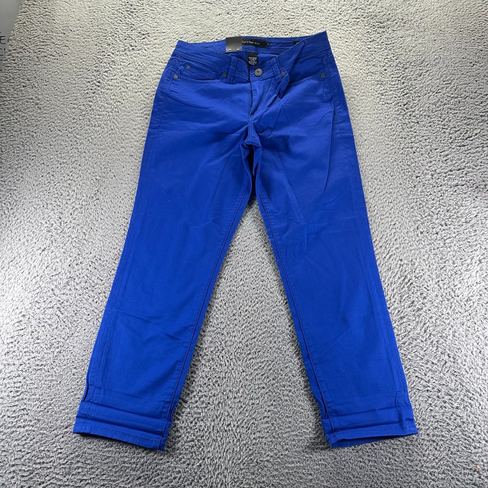 Calvin Klein Jeans Womens 8 Blue Cotton Denim‎ Skinny Cropped Stretch Workwear